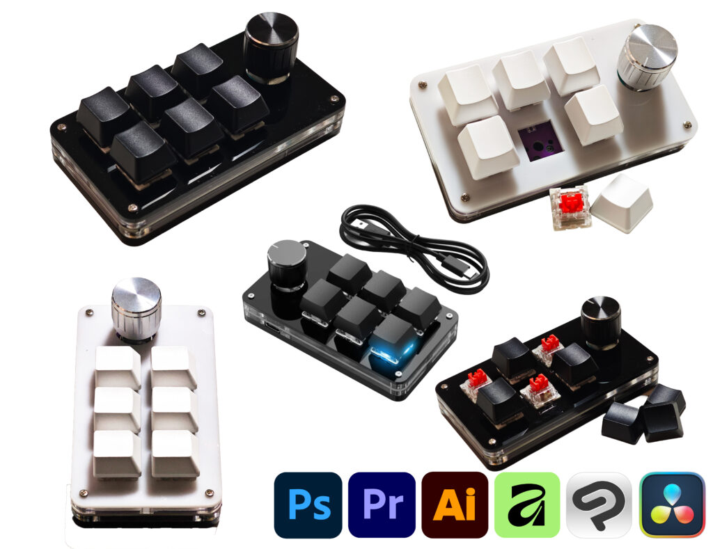 USB プログラマブル キーボード 6キー + 1回転ノブ 全2色 発売 | XYZA